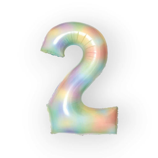 Picture of FOIL BALLOON NUMBER 2 PASTEL RAINBOW 34 INCH